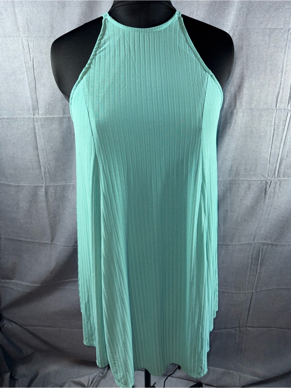 2751-torrid Mint Ribbed Halter Mini Dress